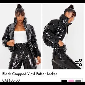 Black vinyl puffer jacket (pretty little thing)